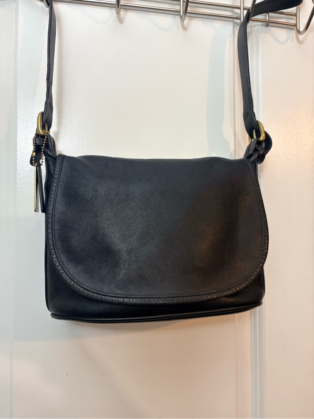 1998 Coach Fletcher Bag Black Leather Crossbody Flap Style 4150